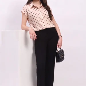 Cream Satin Blend Polka Dot Shirt Cream Satin Blend Polka Dot Shirt